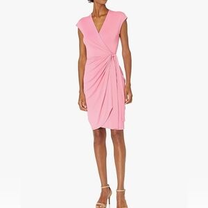 Elegant Bright Pink Wrap Dress